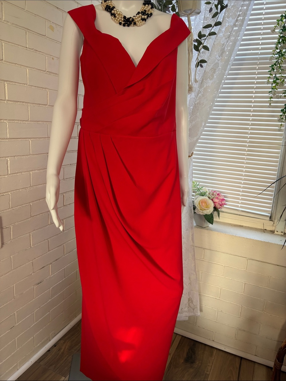 City Chic Red Off-Shoulder Maxi Dress